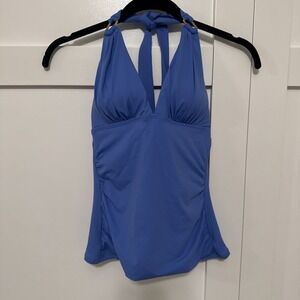 Tommy Bahama Paradise Blue Novelty Pearl Halter Tankini UPF 50 Tummy Control S/P